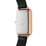Daniel Wellington Quadro Pressed Ashfield Black Dial Black Mesh Strap Watch for Women - DW00100467 Authentic Buy Shop Now