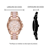 Michael Kors Bradshaw Chronograph Pink Dial Two Tone Steel Strap Watch For Women - MK6830 Authentic Buy Shop Now