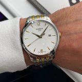 Tissot T Classic Tradition White Dial Two Tone Mesh Bracelet Watch For Men - T063.610.22.037.00 Authentic Buy Shop Now