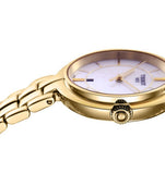 Tissot Flamingo Mother of Pearl White Dial Gold Steel Strap Watch For Women - T094.210.33.111.00 Authentic Buy Shop Now