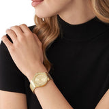 Michael Kors Lennox Three-Hand Gold Dial Gold Mesh Bracelet Watch For Women - MK7335 Authentic Buy Shop Now