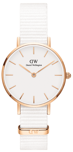 Daniel Wellington Classic Petite Dover White Dial White Nylon Strap Watch For Women - DW00100313 Authentic Buy Shop Now