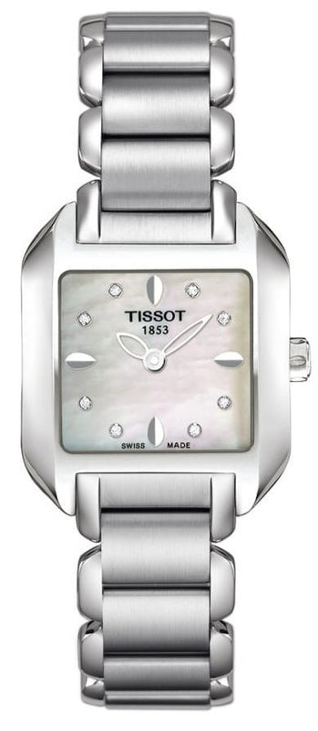 Tissot T Wave Diamonds Mother of Pearl Dial Silver Steel Strap Watch for Women - T02.1.285.74 Authentic Buy Shop Now
