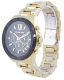 Michael Kors Brecken Chronograph Black Dial Gold Steel Strap Watch For Men - MK8848 Authentic Buy Shop Now