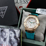 Guess Jet Setter White Dial Turquoise Silicone Strap Watch For Women - W0564L3 Authentic Buy Shop Now
