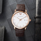 Emporio Armani Luigi White Dial Brown Leather Strap Watch For Men - AR2502 Authentic Buy Shop Now