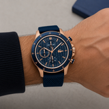 Lacoste Neoheritage Chronograph Blue Dial Blue Silicone Strap Watch for Men - 2011253 Authentic Buy Shop Now