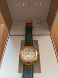 Versace Aion Chronograph White Dial Green Leather Strap Watch for Men - VBR020017 Authentic Buy Shop Now