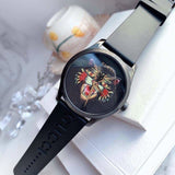 Gucci G Timeless Cat Motif Black Dial Black Leather Strap Unisex Watch - YA1264021 Authentic Buy Shop Now