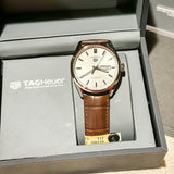 Tag Heuer Carrera Calibre 5 Automatic White Dial Brown Leather Strap Watch for Men - WAR201B.FC6291 Authentic Buy Shop Now