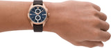 Emporio Armani Claudio Chronograph Blue Dial Brown Leather Strap Watch For Men - AR11554 Authentic Buy Shop Now