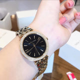 Michael Kors Mini Darci Quartz Black Dial Gold Steel Strap Watch For Women - MK3738 Authentic Buy Shop Now