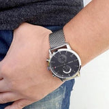 Tommy Hilfiger Kane Black Dial Silver Mesh Bracelet Watch for Men - 1710402 Authentic Buy Shop Now