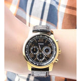 Guess Horizon Chronograph Quartz Black Dial Black Leather Strap Watch For Men - W0380G7 Authentic Buy Shop Now