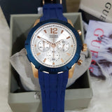 Guess Caliber Chronograph White Dial Blue Silicone Strap Watch for Men - W0864G5 Authentic Buy Shop Now