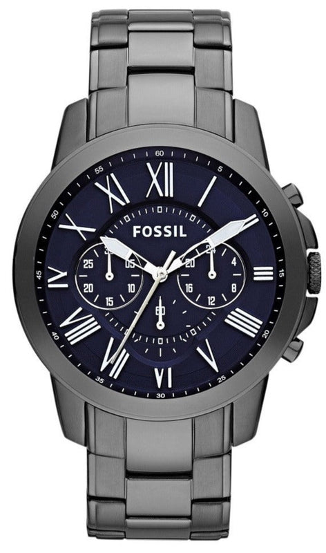 Fossil Grant Chronograph Blue Dial Grey Steel Strap Watch for Men - FS4831 Authentic Buy Shop Now