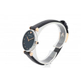 Emporio Armani Gianni T Bar Analog Blue Dial Black Leather Strap Watch For Women - AR1989 Authentic Buy Shop Now