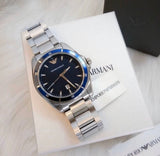 Emporio Armani Sigma Blue Dial Silver Steel Strap Watch for Men - AR11100 Authentic Buy Shop Now