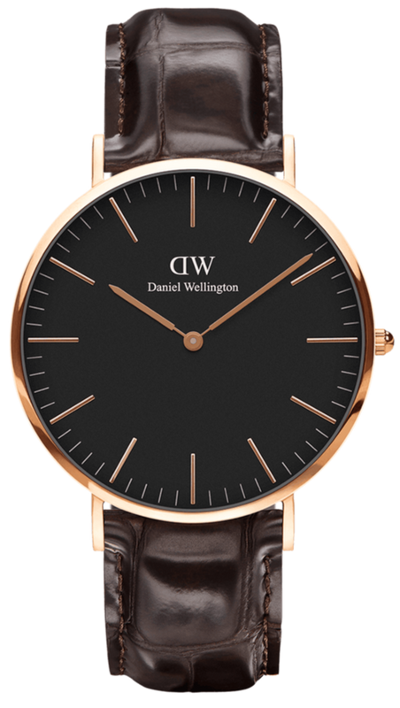 Daniel Wellington Classic York Black Dial Brown Leather Strap Watch For Men - DW00100128 Authentic Buy Shop Now