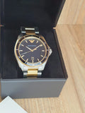 Emporio Armani Quartz Black Dial Two Tone Steel Strap Watch For Men - AR80017 Authentic Buy Shop Now
