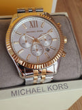 Michael Kors Lexington Silver Dial Two Tone Steel Strap Watch for Men - MK8344 Authentic Buy Shop Now
