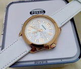 Fossil Cecile White Dial White Leather Strap Watch for Women - AM4486 Authentic Buy Shop Now