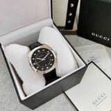Gucci GG2570 Quartz Black Dial Black Leather Strap Watch For Men - YA142307 Authentic Buy Shop Now