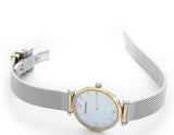 Emporio Armani Gianni T Bar Mother of Pearl Dial Silver Mesh Bracelet Watch For Women - AR2068 Authentic Buy Shop Now