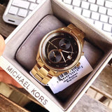 Michael Kors Blair Quartz Black Dial Gold Steel Strap Watch For Women - MK6497 Authentic Buy Shop Now