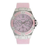 Guess Limelight Quartz Diamonds Pink Dial Pink Denim Strap Watch For Women - W0775l15 Authentic Buy Shop Now