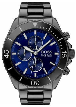 Hugo Boss Ocean Edition Navy Blue Dial Black Steel Strap Watch for Men - 1513743 Authentic Buy Shop Now