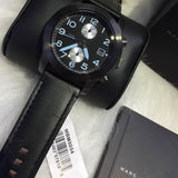 Marc Jacobs Larry Chronograph Black Dial Black Leather Strap Watch for Men - MBM5054 Authentic Buy Shop Now