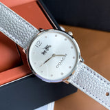 Coach Slim Easton Silver Dial Silver Leather Strap Watch for Women - 14502685 Authentic Buy Shop Now