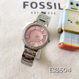 Fossil Virginia Pink Dial Silver Steel Strap Watch for Women - ES3504 Authentic Buy Shop Now