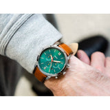 Fossil Neutra Chronograph Green Dial Brown Leather Strap Watch for Men - FS5735 Authentic Buy Shop Now