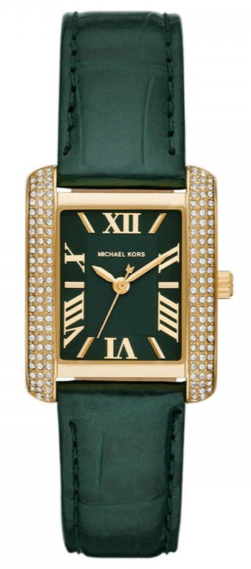 Michael Kors Emery Quartz Diamonds Green Dial Green Leather Strap Watch For Women - MK4697 Authentic Buy Shop Now