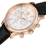 Maserati Epoca Chronograph White Dial Black Leather Strap Watch For Men - R8871618016 Authentic Buy Shop Now