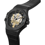 Maserati Potenza Skeleton Limited Edition Black Dial Black Leather Strap Watch For Men - R8821108027 Authentic Buy Shop Now