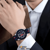 Tommy Hilfiger Clark Chronograph Blue Dial Black Leather Strap Watch For Men - 1792083 Authentic Buy Shop Now