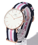 Daniel Wellington Classic South Hampton White Dial Two Tone Nylon Strap Watch For Women - DW00100034 Authentic Buy Shop Now