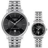 Tissot T Classic Carson Premium Powermatic 80 Black Dial Silver Steel Strap Watch For Men - T122.407.11.051.00 Authentic Buy Shop Now