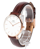 Daniel Wellington Classic Petite Bristol White Dial Brown Leather Strap Watch For Women - DW00100171 Authentic Buy Shop Now