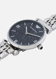 Emporio Armani Gianni T Bar Dark Blue Dial Silver Stainless Steel Watch For Women - AR11091 Authentic Buy Shop Now