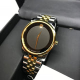 Movado Museum Classic Black Dial Two Tone Steel Strap Watch For Women - 0606605 Authentic Buy Shop Now