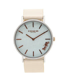 Coach Perry Blue Mother of Pearl Dial White Leather Strap Watch for Women - 14503270 Authentic Buy Shop Now
