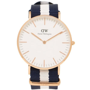 Daniel Wellington Classic Glasgow White Dial Two Tone NATO Strap Watch For Women - DW00100031 Authentic Buy Shop Now
