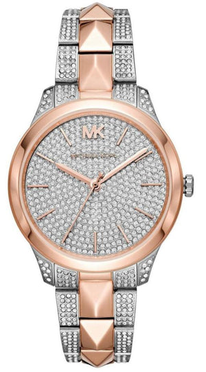 Michael Kors Runway Mercer Crystals Silver Dial Two Tone Steel Strap Watch For Women - MK6716 Authentic Buy Shop Now
