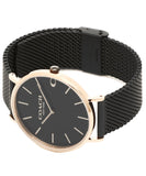 Coach Charles Black Ion Dial Black Mesh Bracelet Watch for Men - 14602470 Authentic Buy Shop Now