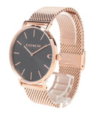 Coach Charles Black Dial Rose Gold Mesh Bracelet Watch for Men - 14602552 Authentic Buy Shop Now