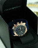 Emporio Armani Sportivo Chronograph Blue Dial Blue Silicone Strap Watch for Women - AR5939 Authentic Buy Shop Now